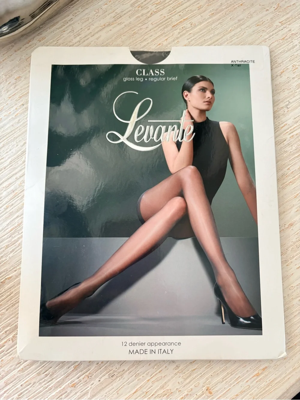 NWT Levante Anthracite Gray Class Gloss Leg Sheer Pantyhose Tights Size XL